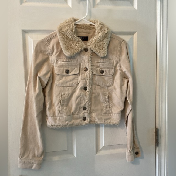 Helium Jackets & Blazers - Helium Long Sleeve Crop Butter Cream Medium Corduroy Jacket